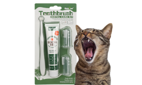 Complete Cat Oral Care Set: Toothbrush, 2 Finger Brushes & Vanilla Toothpaste